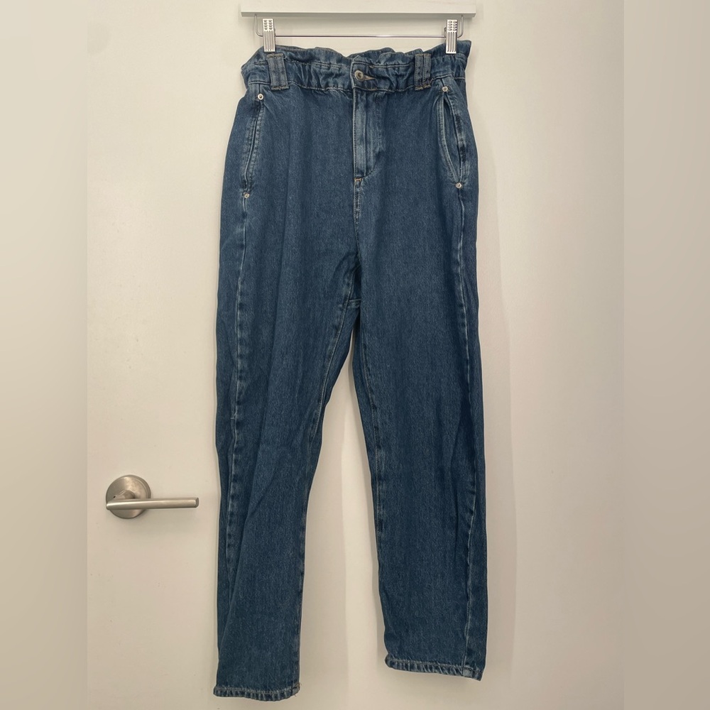 Zara Women’s Size 4 Paperbag Waist Baggy Blue Jeans